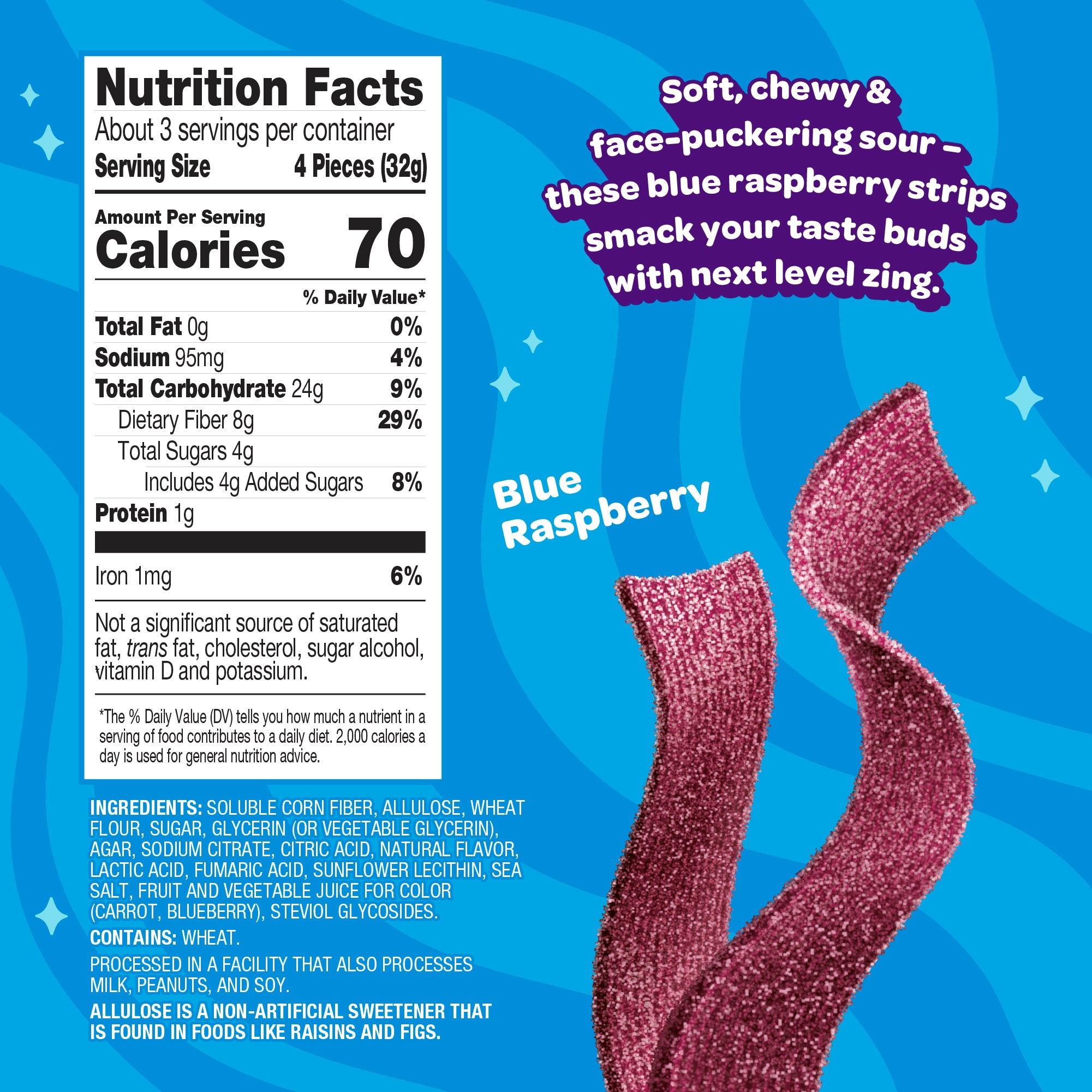 sour blue raspberry strips - View 3